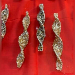 Vintage Elegant Gold Twisted Christmas Ornaments - Total of 60 pieces